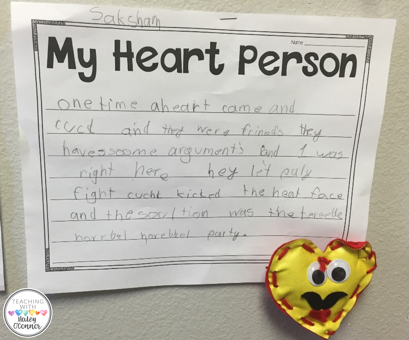 My Heart Person Writing for Valentine's Day Craft