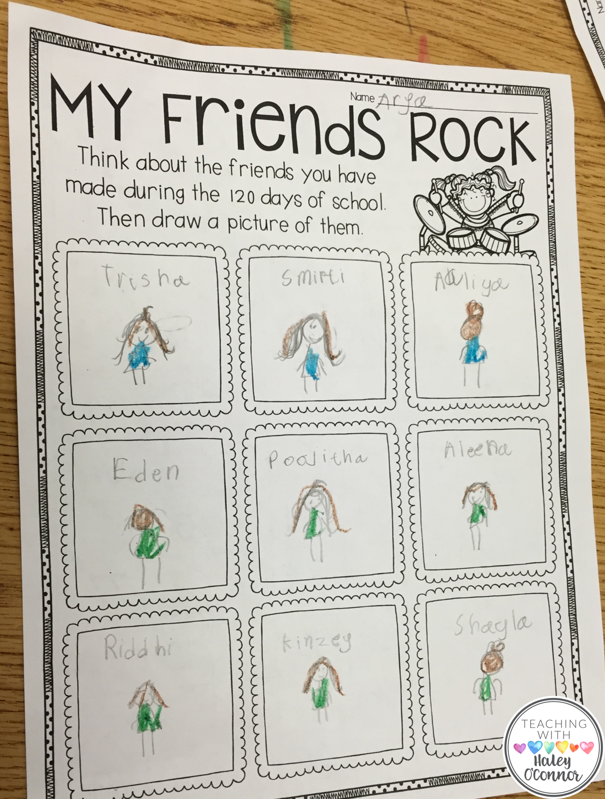 My Friends Rock Page for 120th Day of School