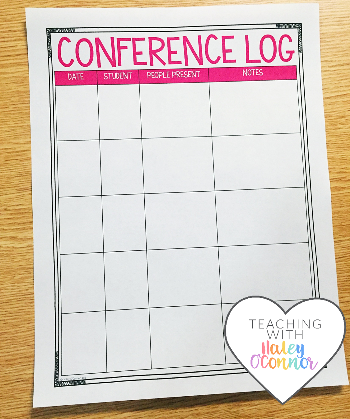 Conference Log For Teachers By Haley OConnor