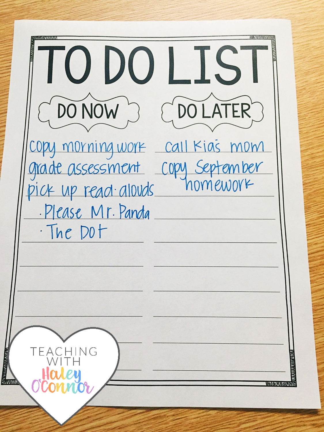 Teacher To Do List by Haley OConnor