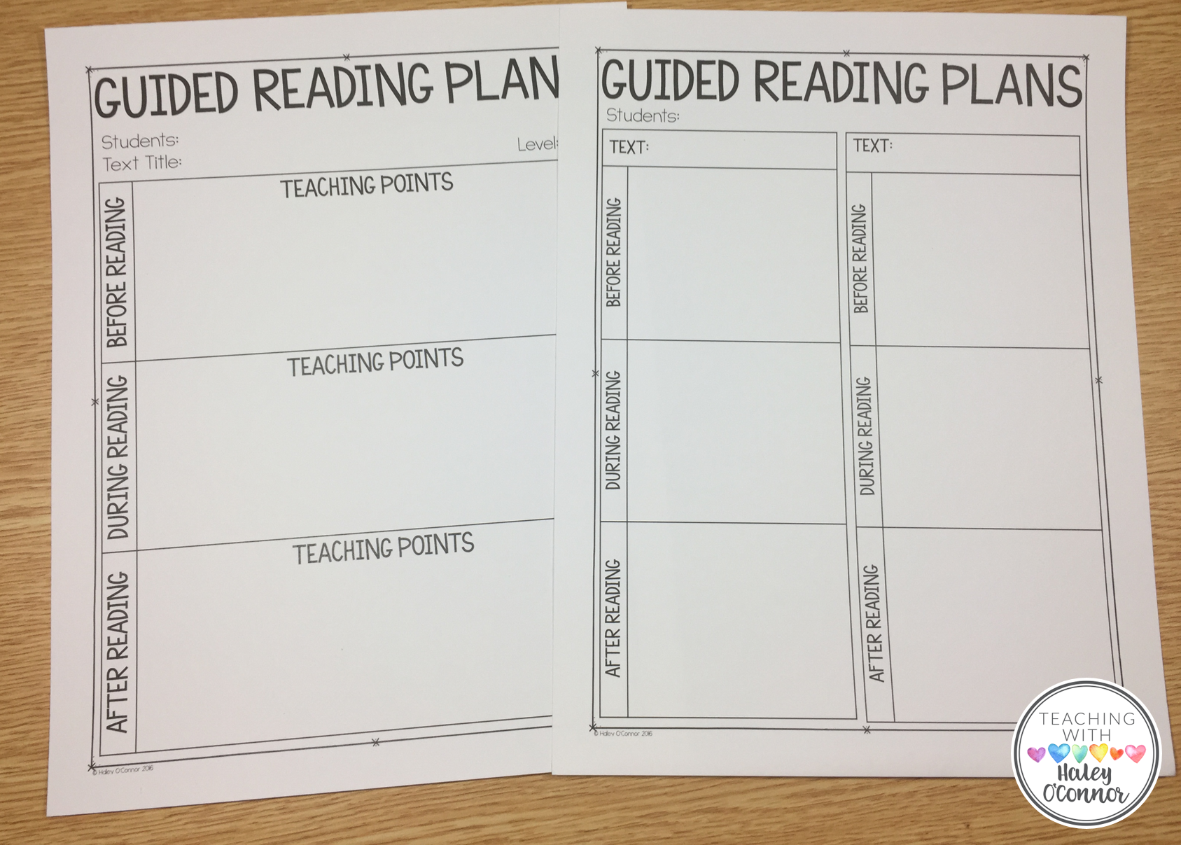 Guided Reading Planning Forms