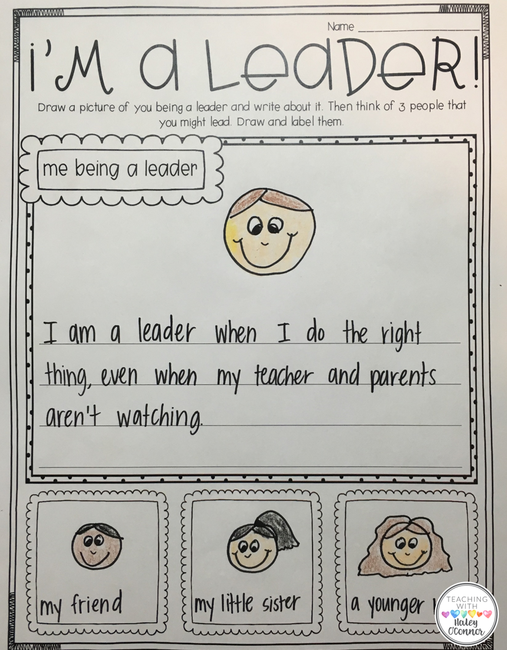 Teaching Student They Are Leaders Writing Page