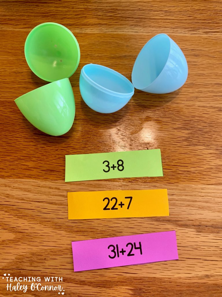 Easter egg activities. Match the sums. Different levels for students or kids at home. 