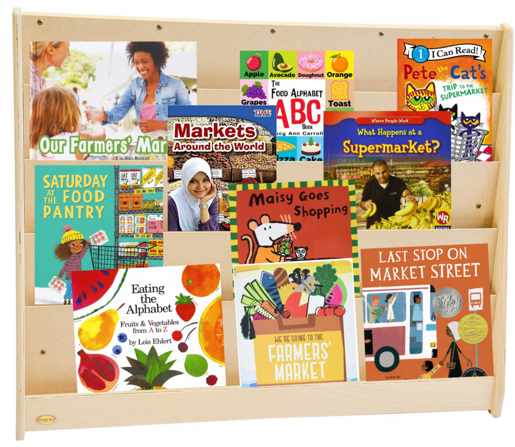 Grocery store dramatic play, and market pretend play. Books for your grocery store dramatic play unit. 